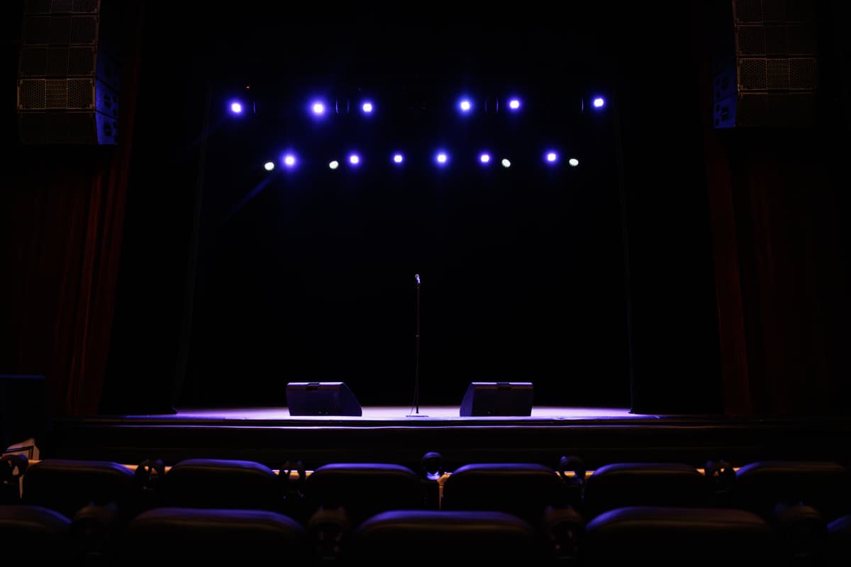 Empty stage with blue lights